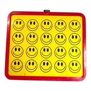 Vintage Yellow Red Smiley Face Metal G Whiz Lunchbox With Matching Thermos READ
